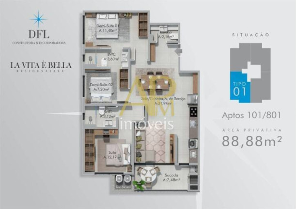 Imagem Apartamento com 3 Quartos à Venda, 88 m² em Centro - Biguaçu Imagem Apartamento com 3 Quartos à Venda, 88 m² em Centro - Biguaçu