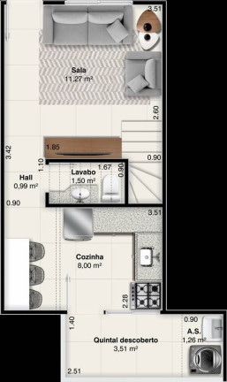 Imagem Sobrado com 2 Quartos à Venda, 52 m² em Antartica - Praia Grande