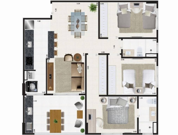 Imagem Apartamento com 3 Quartos à Venda,  em Guilhermina - Praia Grande