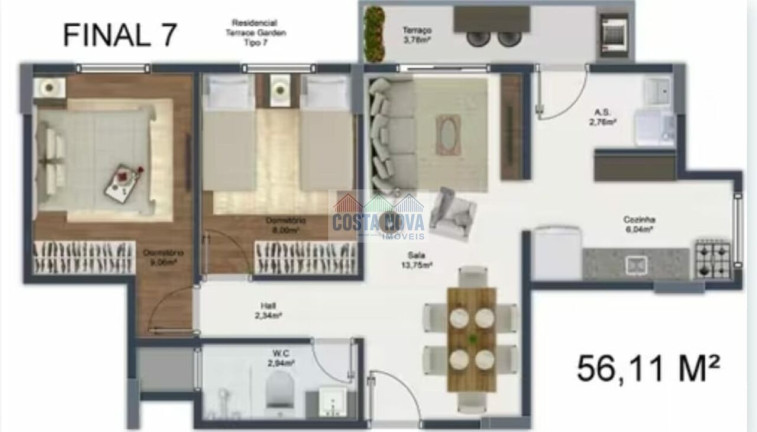 Apartamento com 2 Quartos à Venda, 59 m² em Mirim - Praia Grande