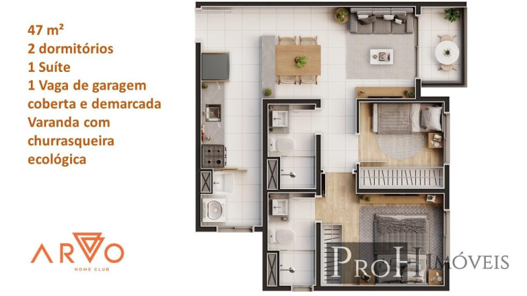 Imagem Apartamento com 2 Quartos à Venda, 47 m² em Campestre - Santo André