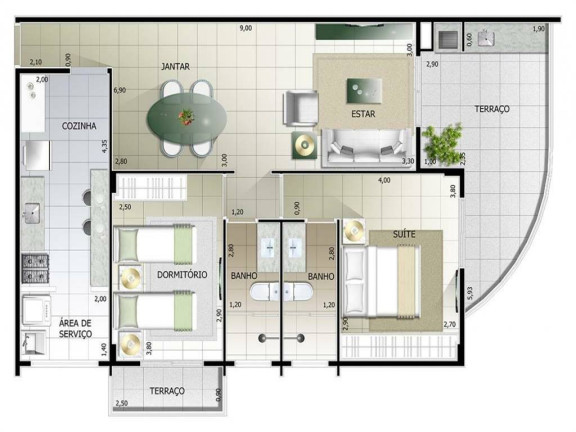 Apartamento com 2 Quartos à Venda, 85 m² em Ocian - Praia Grande
