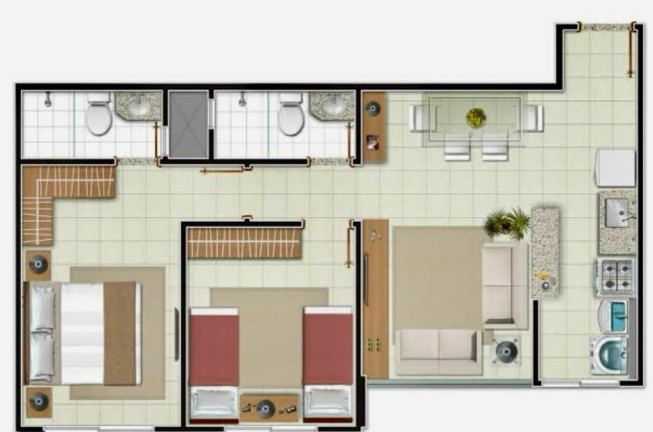 Imagem Apartamento com 2 Quartos à Venda, 56 m² em Vila Rosa - Goiânia