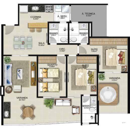 Imagem Apartamento com 2 Quartos à Venda, 85 m² em Enseada Azul - Guarapari