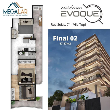Apartamento com 2 Quartos à Venda, 56 m² em Tupi - Praia Grande