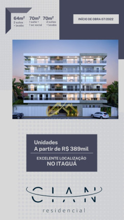Apartamento com 2 Quartos à Venda, 70 m² em Itaguá - Ubatuba