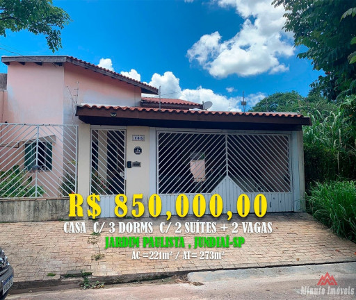 Casa com 3 Quartos à Venda, 221 m² em Jardim Paulista I - Jundiaí
