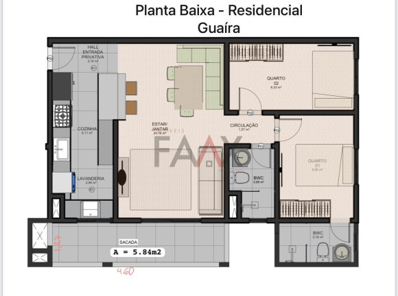 Imagem Apartamento com 1 Quarto à Venda, 72 m² em Boqueirão - Guarapuava