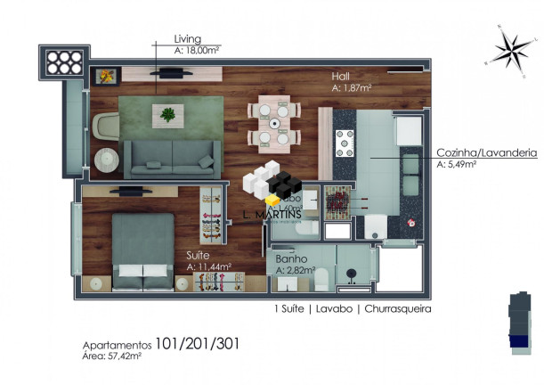 Imagem Apartamento com 1 Quarto à Venda, 57 m² em Av. Central - Gramado Imagem Apartamento com 1 Quarto à Venda, 57 m² em Av. Central - Gramado