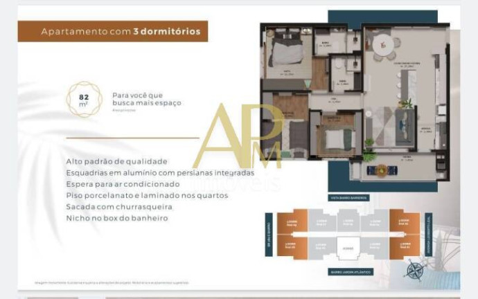 Imagem Apartamento com 3 Quartos à Venda, 82 m² em Barreiros - São José Imagem Apartamento com 3 Quartos à Venda, 82 m² em Barreiros - São José