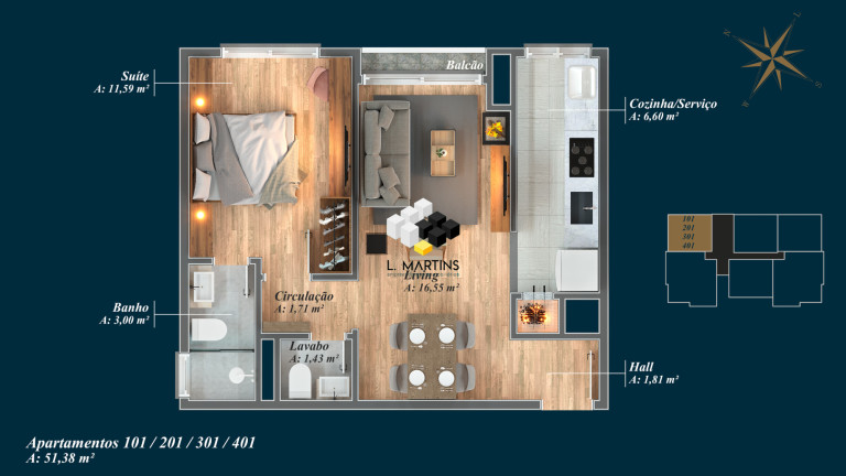 Imagem Apartamento com 1 Quarto à Venda, 51 m² em Avenida Central - Gramado Imagem Apartamento com 1 Quarto à Venda, 51 m² em Avenida Central - Gramado