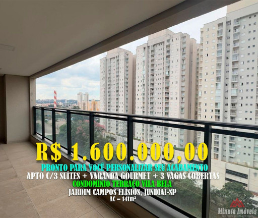 Apartamento com 3 Quartos à Venda, 141 m² em Vila Das Hortências - Jundiaí