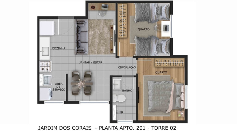 Imagem Apartamento com 2 Quartos à Venda, 44 m² em Portal Do Sol - João Pessoa