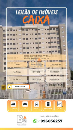 Apartamento com 1 Quarto à Venda, 30 m² em Vila Helena - Sorocaba