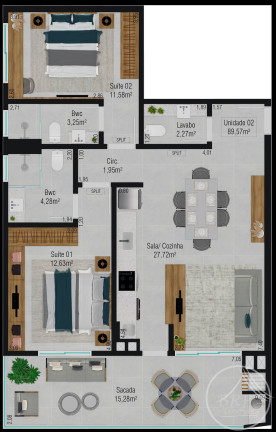 Imagem Apartamento com 2 Quartos à Venda, 89 m² em Barreiros - São José Imagem Apartamento com 2 Quartos à Venda, 89 m² em Barreiros - São José