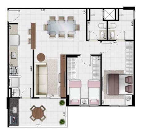 Imagem Apartamento com 2 Quartos à Venda, 77 m² em Vila Mirim - Praia Grande