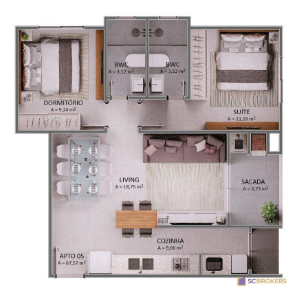 Imagem Apartamento com 2 Quartos à Venda, 67 m² em Praia Brava - Itajaí
