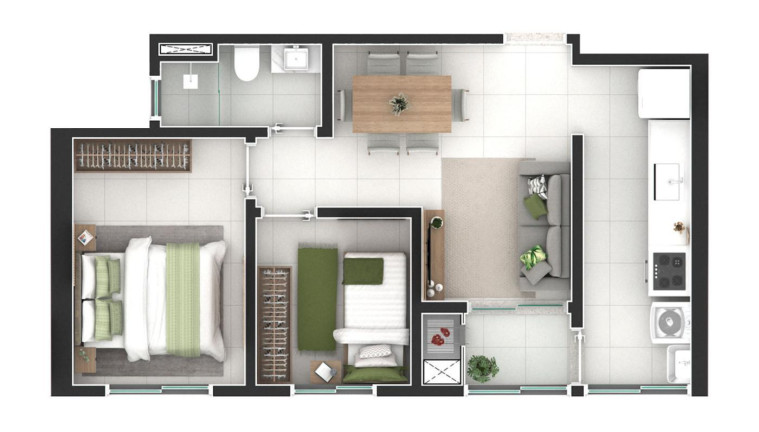 Imagem Apartamento com 2 Quartos à Venda, 49 m² em Aristocrata - São José Dos Pinhais