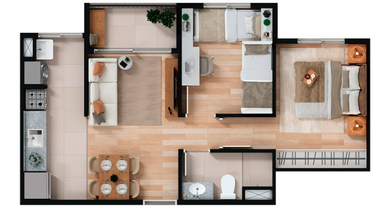 Imagem Imóvel com 2 Quartos à Venda, 45 m² em Vila Bela Vista - Santo André