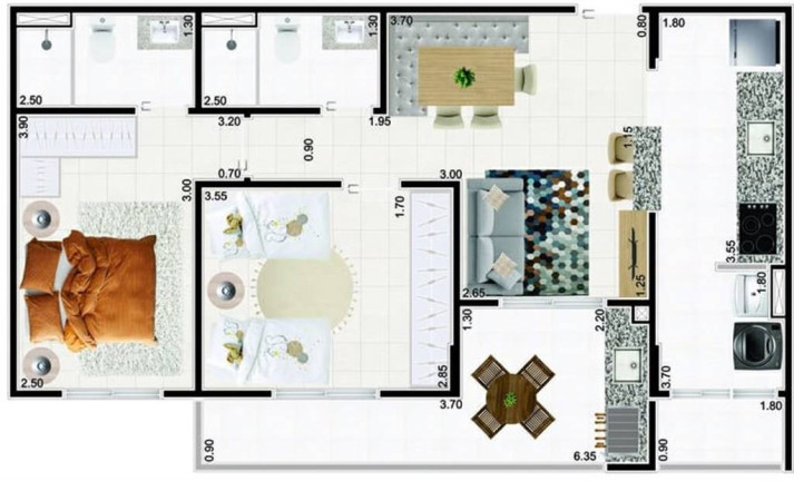 Imagem Apartamento com 2 Quartos à Venda, 72 m² em Guilhermina - Praia Grande