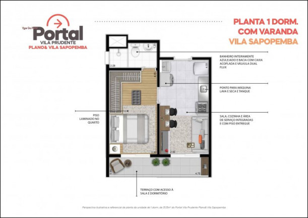 Imagem Apartamento com 1 Quarto à Venda, 36 m² em Vila Ema - São Paulo