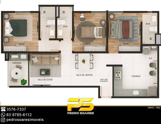Imagem Apartamento com 3 Quartos à Venda, 75 m² em Intermares - Cabedelo Imagem Apartamento com 3 Quartos à Venda, 75 m² em Intermares - Cabedelo