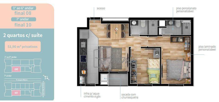 Imagem Apartamento com 2 Quartos à Venda, 51 m² em Tingui - Curitiba