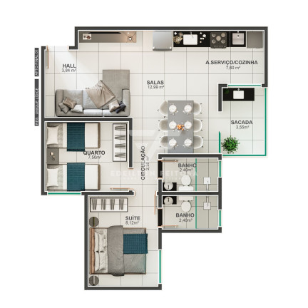 Imagem Apartamento com 2 Quartos à Venda, 58 m² em Lidice - Uberlândia