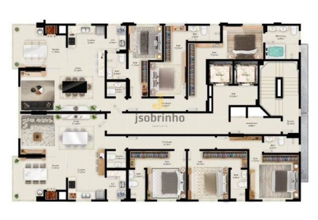 Apartamento com 3 Quartos à Venda, 129 m² em Perequê - Porto Belo