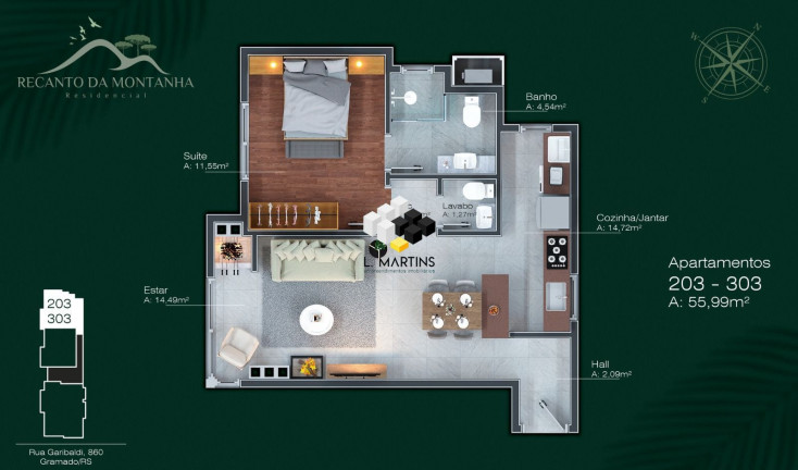 Imagem Apartamento com 1 Quarto à Venda, 48 m² em Centro - Gramado