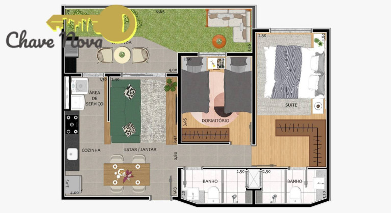 Imagem Apartamento com 2 Quartos à Venda, 54 m² em Jd. Marginal - Bom Jesus Dos Perdões