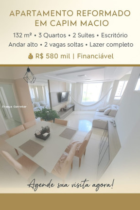 Imagem Apartamento com 3 Quartos à Venda, 132 m² em Capim Macio Imagem Apartamento com 3 Quartos à Venda, 132 m² em Capim Macio