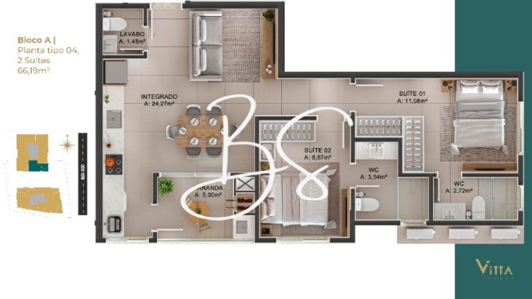 Imagem Apartamento com 2 Quartos à Venda, 65 m² em Tabuleiro Dos Oliveiras - Itapema