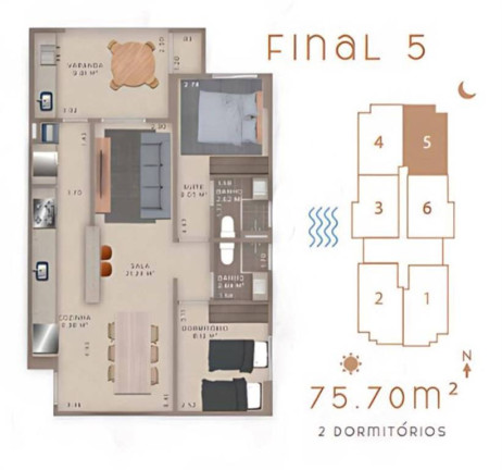 Imagem Apartamento com 2 Quartos à Venda, 76 m² em Guilhermina - Praia Grande