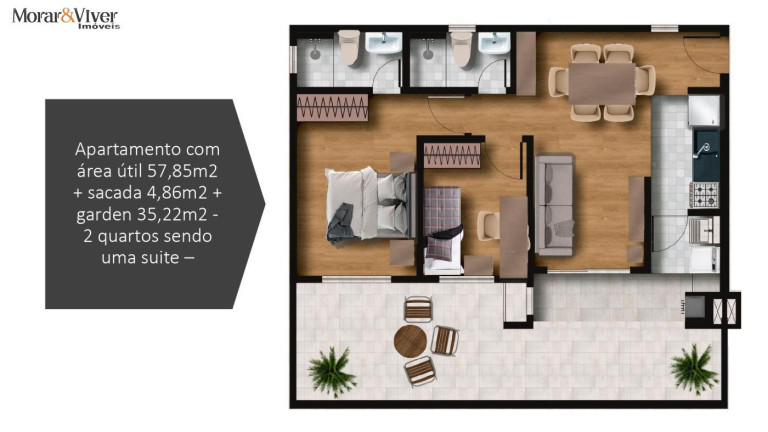 Imagem Apartamento com 2 Quartos à Venda, 58 m² em Bacacheri - Curitiba