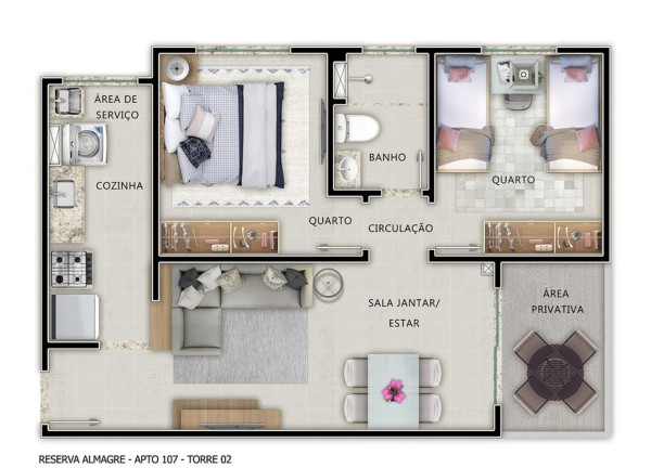 Imagem Apartamento com 2 Quartos à Venda, 53 m² em Ponta De Campina - Cabedelo
