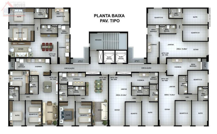 Imagem Apartamento com 3 Quartos à Venda, 74 m² em Bairro Novo - Olinda Imagem Apartamento com 3 Quartos à Venda, 74 m² em Bairro Novo - Olinda