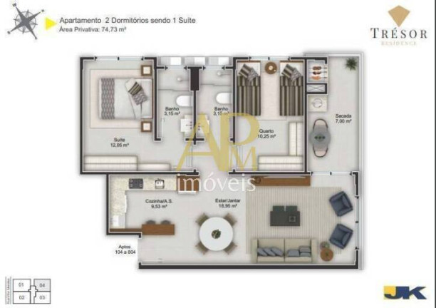 Imagem Apartamento com 2 Quartos à Venda, 75 m² em Jardim Eldorado - Palhoça Imagem Apartamento com 2 Quartos à Venda, 75 m² em Jardim Eldorado - Palhoça