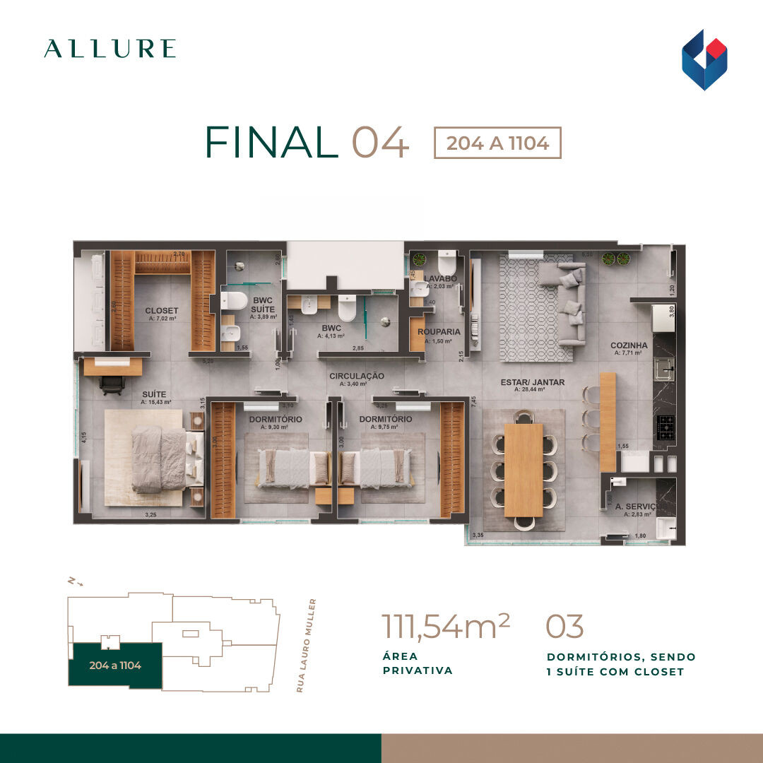 Imagem Apartamento com 3 Quartos à Venda, 105 m² em Centro - Criciúma Imagem Apartamento com 3 Quartos à Venda, 105 m² em Centro - Criciúma