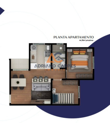 Imagem Imóvel com 2 Quartos à Venda, 44 m² em São Paulo - Navegantes Imagem Imóvel com 2 Quartos à Venda, 44 m² em São Paulo - Navegantes