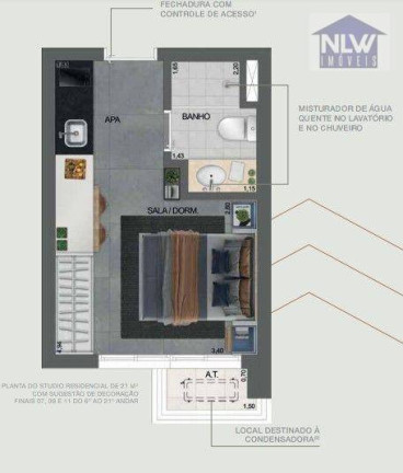 Studio com 1 Quarto à Venda, 21 m² em Paraíso - São Paulo