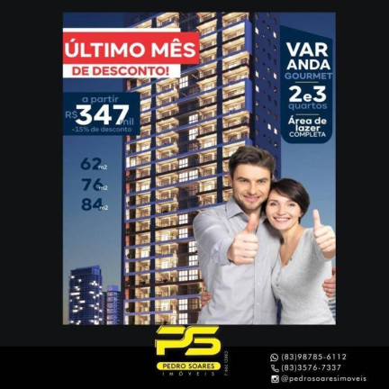 Apartamento com 2 Quartos à Venda, 62 m² em Brisamar - João Pessoa