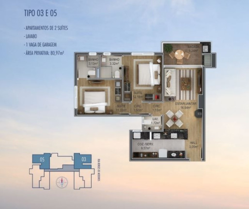 Apartamento com 2 Quartos à Venda, 80 m² em Centro - Canela