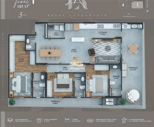 Imagem Apartamento com 3 Quartos à Venda, 182 m² em Guilhermina - Praia Grande