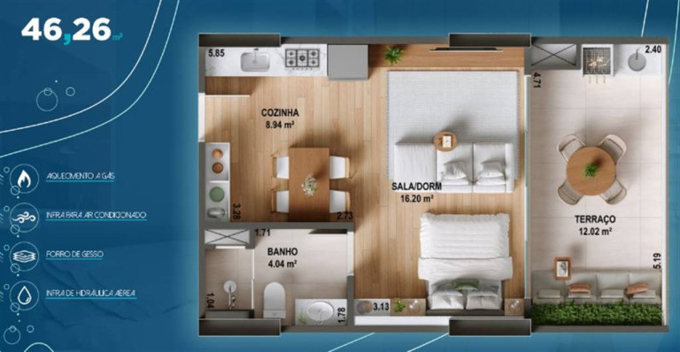 Imagem Apartamento com 1 Quarto à Venda, 46 m² em Tupi - Praia Grande