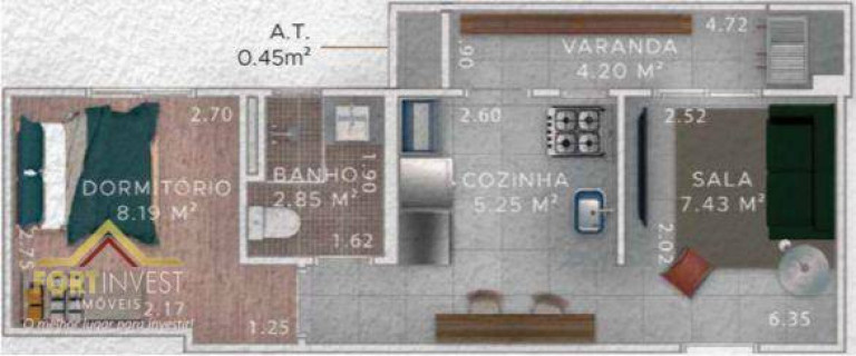 Imagem Imóvel com 1 Quarto à Venda, 38 m² em Boqueirão - Praia Grande
