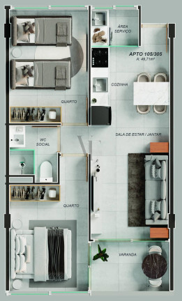 Imagem Apartamento com 2 Quartos à Venda, 49 m² em Jardim Oceania - João Pessoa Imagem Apartamento com 2 Quartos à Venda, 49 m² em Jardim Oceania - João Pessoa