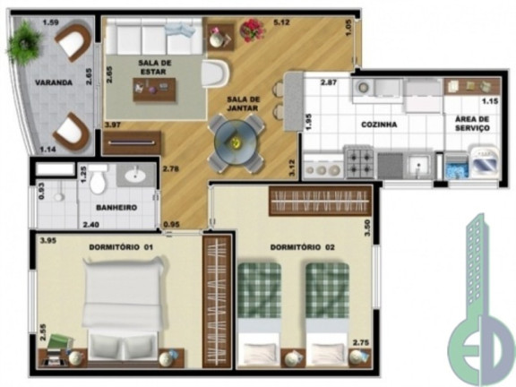 Imóvel com 2 Quartos à Venda, 56 m² em Vila Euclides - Sao Bernardo Do Campo