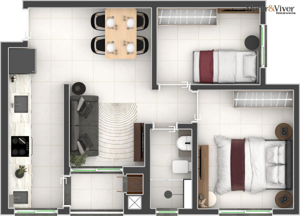 Imagem Apartamento com 2 Quartos à Venda, 54 m² em Vargem Grande - Pinhais