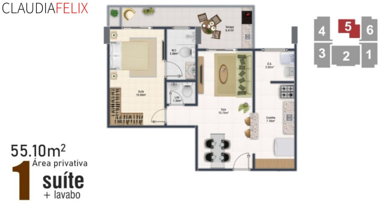 Imóvel com 1 Quarto à Venda, 55 m² em Ocian - Praia Grande